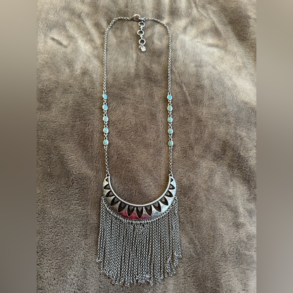 Lucky Brand Silver and Blue Bohemian Necklace